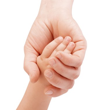 Holding çocuğun el anne