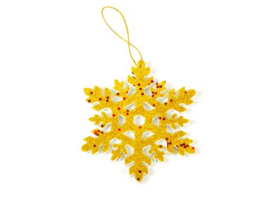 Beyaz arkaplanda izole edilmiş Noel ağacı süsleme yıldızı