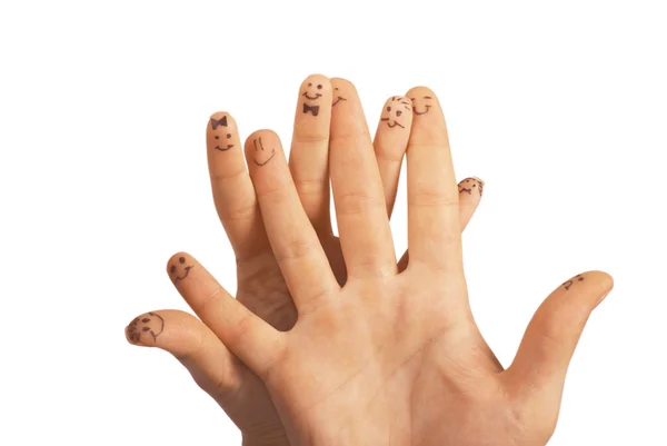 Happy group of finger smileys — Stock Photo, Image