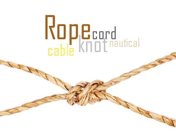 Rope with knot, isolated on white — Stock Photo, Image