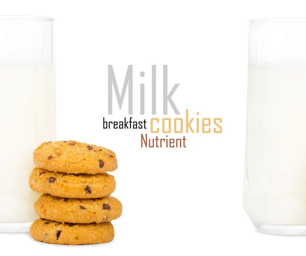 Vetro di latte e biscotti — Foto Stock