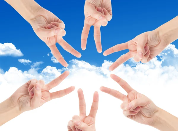 Hands of teamwork , forming the star shape — Stock Photo, Image