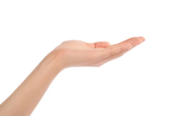 Close-up of beautiful woman's hand, palm up. — Stock Photo, Image