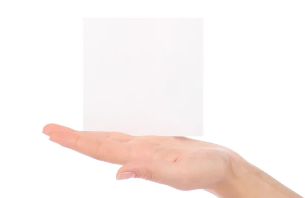 Mãos segurando papel isolado sobre branco — Fotografia de Stock