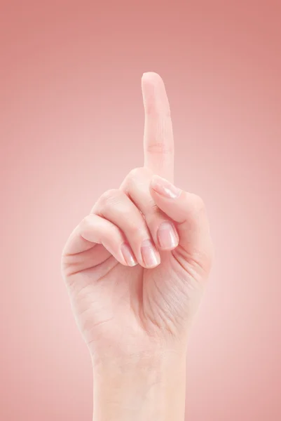 Mão com dedo indicador, isolado em um belo fundo — Fotografia de Stock