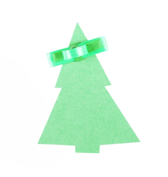 Christmas tree made of old paper with a small bow — Stock Photo, Image