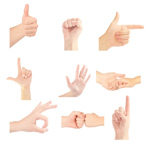 Conjunto de manos gestuosas aisladas sobre fondo blanco —  Fotos de Stock