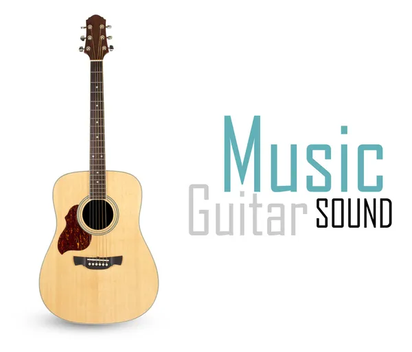 Acoustic guitar isolated over white background — Stock Photo, Image