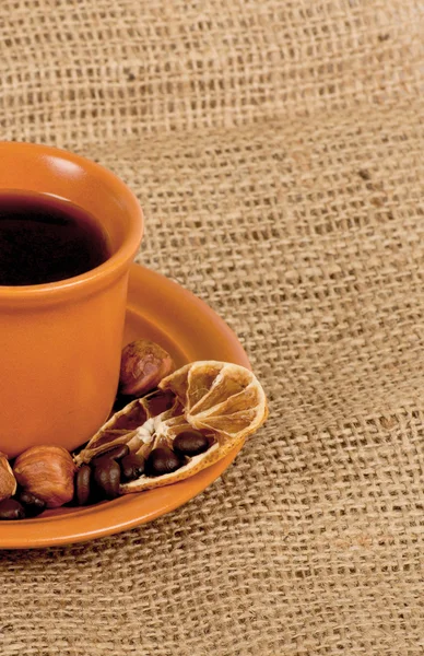 Closeup shot of freshly prepared cup of italian espresso — Stock Photo, Image