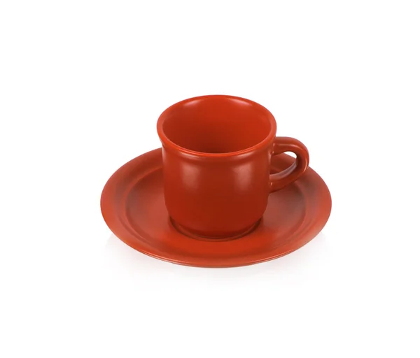 Rode cup op een rode schotel — Stockfoto