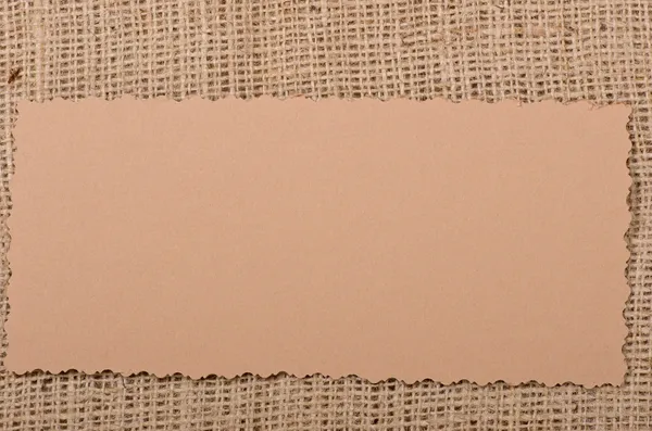 Eski kağıt etiket üzerinde doğal çuval bezi — Stok fotoğraf