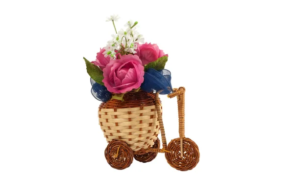 Jarrón de bicicleta decorativo con flores — Foto de Stock