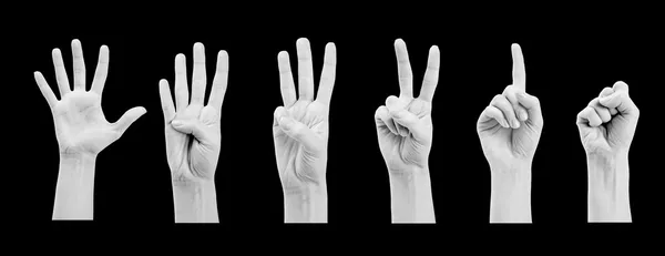 计数孤立在白色背景上的手的女人 (1 到 4) — 图库照片