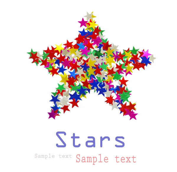 Grande star composé de nombreuses étoiles de couleurs blanc — 图库照片