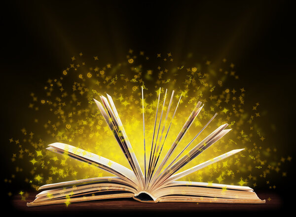Book. Opened book with special light. Education