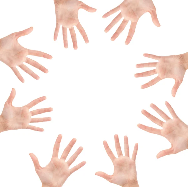 Circle made of hands isolated on white background — Stock Photo, Image