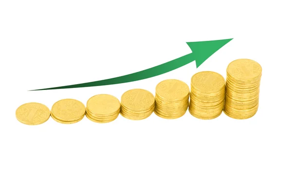 Graph of the columns of coins — Stock Photo, Image