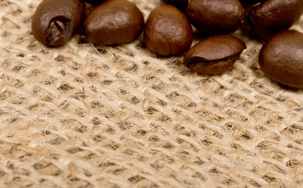 Coffee beans on sack(burlap) — Stock Photo, Image