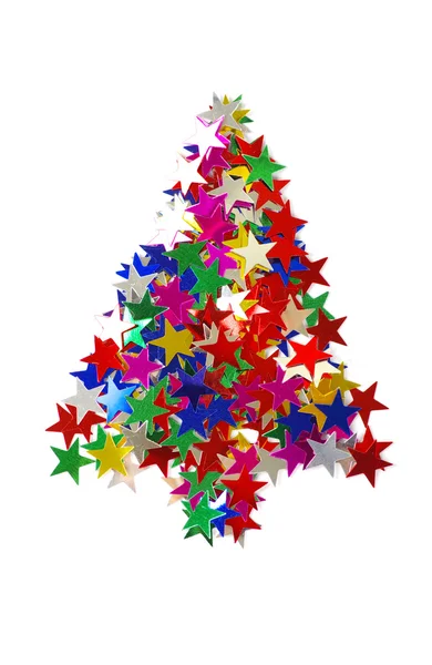 Árbol de Navidad compuesto de estrellas de colores . —  Fotos de Stock