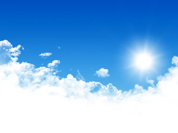 Blue sky with clouds and sun — Stock Photo, Image