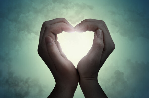 love shape hand silhouette