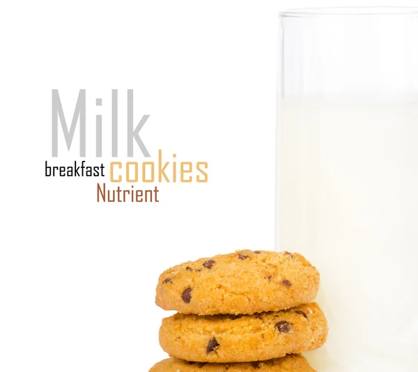 Vaso de leche y galletas —  Fotos de Stock