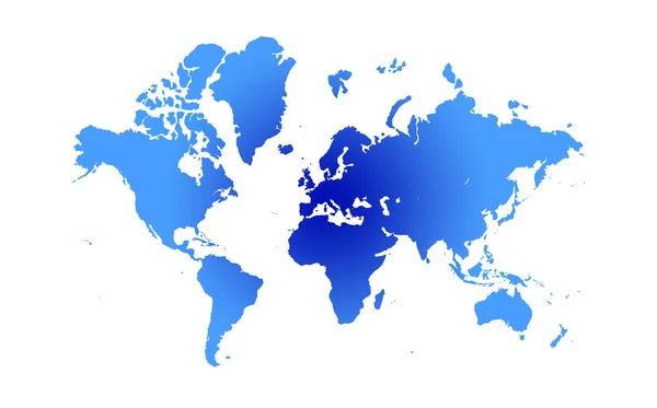 Blue and white Illustrated world map with white background — Stock Photo, Image