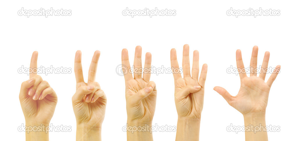 Counting woman hands (1 to 5)