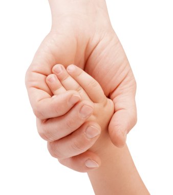 Holding çocuğun el anne