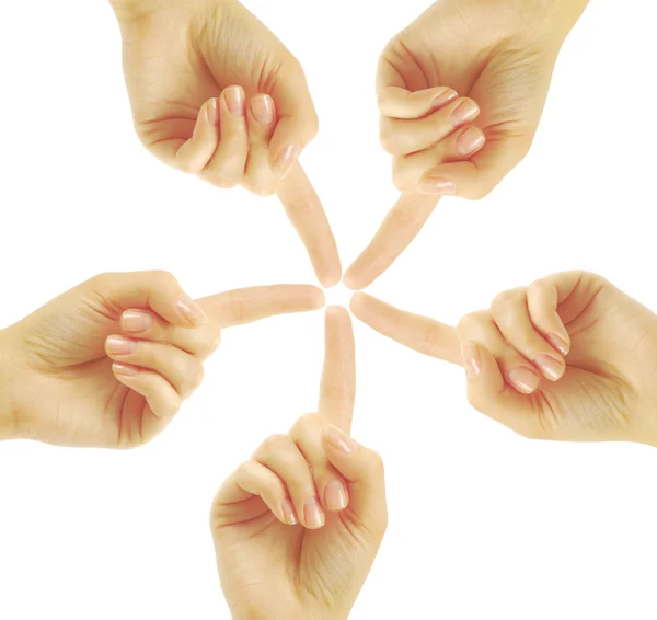 Hands of teamwork , forming the star shape — Stock Photo, Image