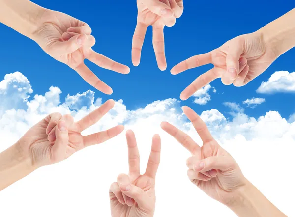 Hands of teamwork , forming the star shape — Stock Photo, Image