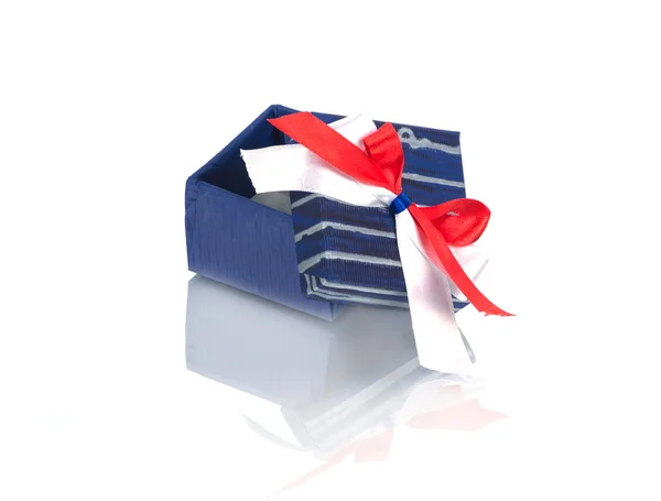 Gift box with ribbon isolated on white — Stock Photo, Image