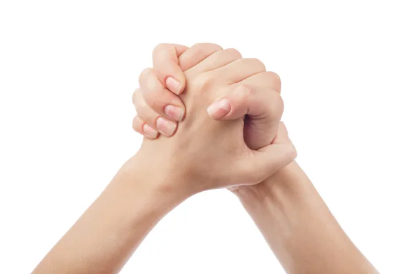 Geste de poignée de main de la femme — Photo