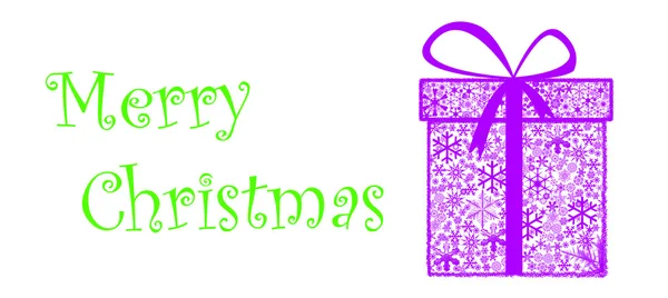 Julkort med dekorativ presentkartong — Stockfoto