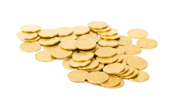 Golden coins isolated on white — Stock Photo, Image