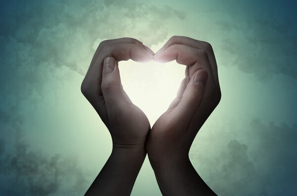 love shape hand silhouette