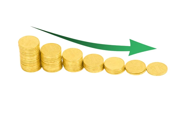 Graph of the columns of coins — Stock Photo, Image