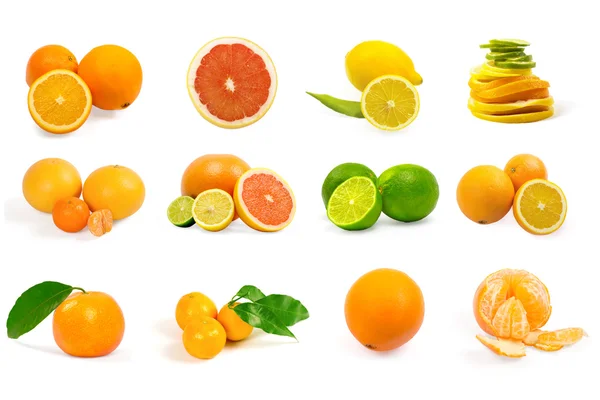 Set di frutti isolati su sfondo bianco — Foto Stock