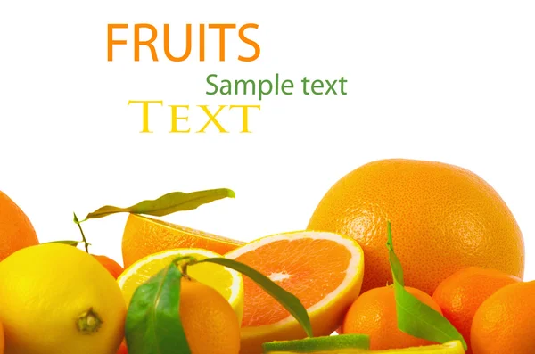 Vitamin C Overload, Stacks of sliced fruit isolated on white — Stock Photo, Image