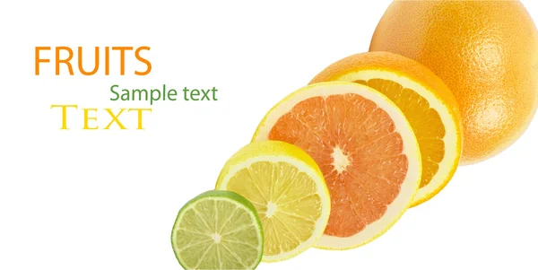 C-vitamiini Ylikuormitus, Pinot viipaloitu hedelmiä eristetty valkoinen — kuvapankkivalokuva