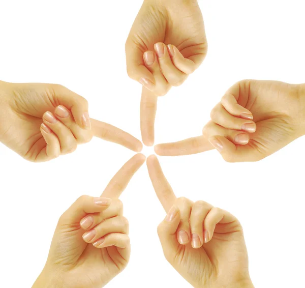 Hands of teamwork , forming the star shape — Stock Photo, Image