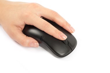 computer mouse with hand over white clipart