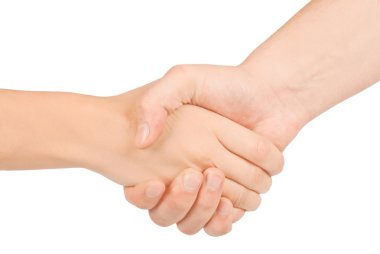 iki kişi, erkek ve kadın el sallayarak, üzerinde beyaz izole.