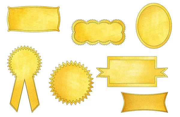 Gold Set Labels, Isolated On White Background — Stock Photo, Image