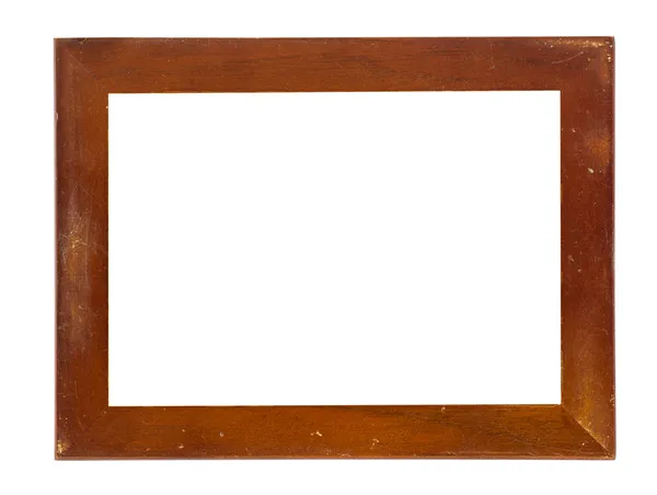 Винтажная рамка, покрытая древесиной, белый фон — стоковое фото