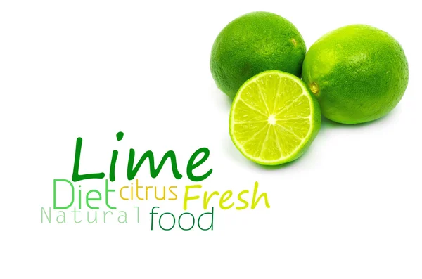 Fresh ripe lime. Isolated on white background — Stock Photo, Image