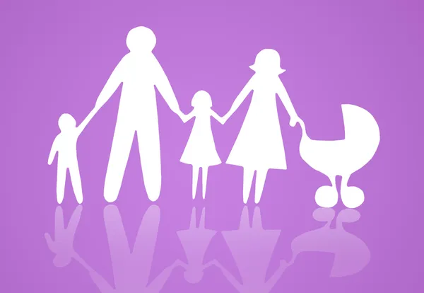 Closeup of paper family on violet background — Stock Photo, Image