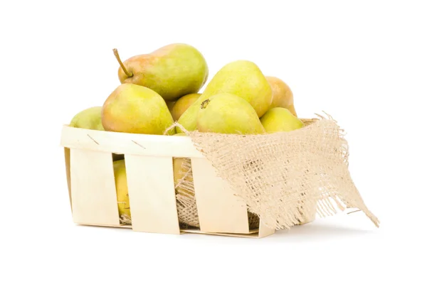 Pears in wooden basket — Stock Photo, Image