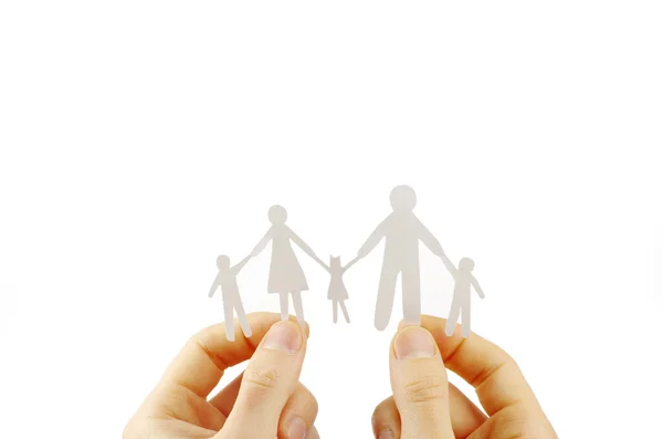 Paper family in hands — Stock Photo, Image