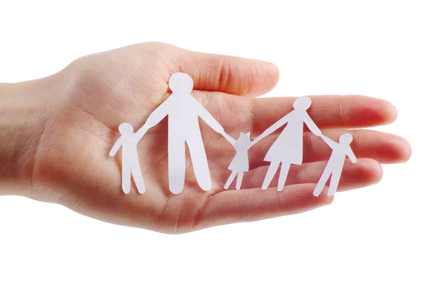 Paper family in hands — Stock Photo, Image